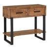 pierre pine wood console table large 2 drawers in rustic oak