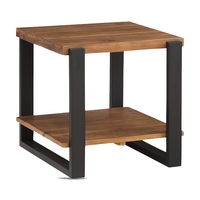pierre pine wood lamp table with shelf in rustic oak