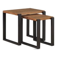 pierre pine wood nest of 2 tables in rustic oak
