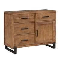 pierre pine wood sideboard with 1 door 4 drawers in rustic oak