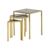 Pike Glass Nest Of 3 Tables In Smoked And Gold Plated Steel Base