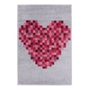 Play Days Pixel Heart Rug In Red And Grey Color