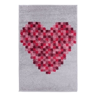 Play Days Pixel Heart Rug In Red And Grey Color