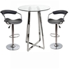 Poseur Glass Top Bar Table with 4 Black Contempo Bar Stools