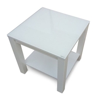 Promo Glass Side Table With White High Gloss And Undershelf