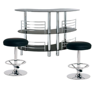 Prosecco Black Bar Table With 2 Jumbo Black Stools,  95222