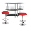 Prosecco Black Bar Table With 2 Jumbo Red Stools,  95222