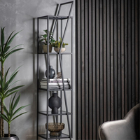 Putnot Glass Open Display Cabinet With Black Metal Frame
