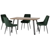 Dining Room  - Qinson Wave Edge Dining Table With 4 Avah Green Chairs
