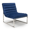 Raya Brushed Vevlet Armchair In Blue With Stainless Steel Frame