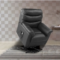 Regency Faux Leather Rise And Recliner Chair In Black