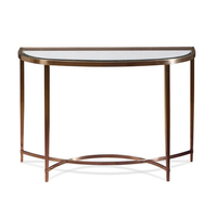 ritz glass console table in clear and brushed antique brass