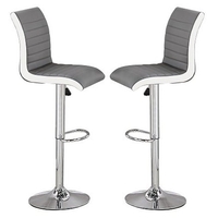ritz grey and white faux leather bar stools in pair
