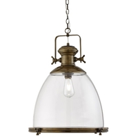 Ritz Industrial Pendant Light In Antique Brass