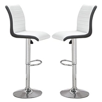 ritz white and black faux leather bar stools in pair