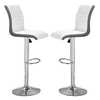 ritz white and grey faux leather bar stools in pair