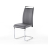 Riva2 Dining Chair In Grey Faux Leather With Handle Bar