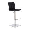 Rocklin Bar Stool In Black Faux Leather And Stainless steel Base