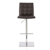 Rocklin Bar Stool In Brown Faux Leather And Stainless steel Base