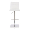 Rocklin Bar Stool In White Faux Leather And Stainless Steel Base