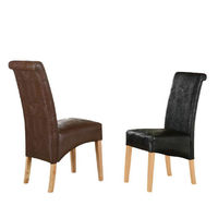 Roll Back Dining Chair Brown With Oak Legs