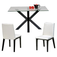 Roma Glass Top/High Gloss Dining Table With 6 Chairs,  VM