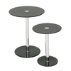 Roma Set Of 2 Black Glass Round Tables,  ROSID2BC