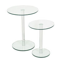 Roma Set Of 2 Clear Glass Round Tables,  ROSID2CC