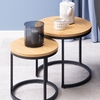 salem wooden nest of 2 tables with black metal frame in oak
