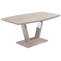 samson glass top gloss marble effect dining table in latte
