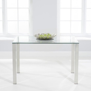 Sander Small Dining Table In Clear Glass With Chrome Legs