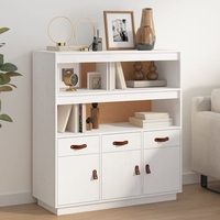 satha pinewood highboard with 3 doors 3 drawers in white