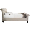 Saturn Fabric King Size Bed In Oatmeal With Wooden Legs