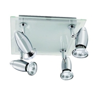 Saturn Four Lamp Ceiling Spotlight And Frosted Glass Backplate