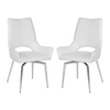 scissett swivel white faux leather dining chairs in pair