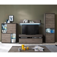 Seattle Living Room Furniture Set 1 In Oak Stone Grey With LED