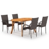 sedalia wooden rattan 5 piece garden dining set in brown