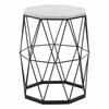 shalom octagonal white marble top side table with angular frame