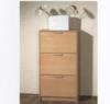 Shoe Cabinet In Beech With 3 Folding Drawers