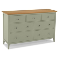 Simona Chest Of Drawers Wide In Sage Green With 7 Drawers