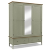 Simona Mirrored Wardrobe Wide In Sage Green With 3 Doors