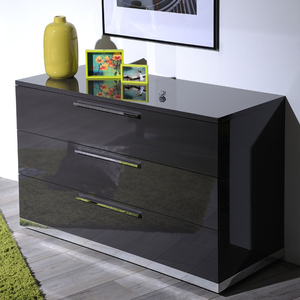 Sinatra Grey High Gloss Finish 3 Drawers Chest of Drawers