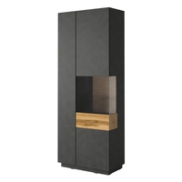 sioux display cabinet tall right 2 doors in matera and oak with led