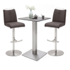 Soho Glass Bar Table With 2 Giulia Brown Leather Stools