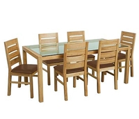 Solid Oak Dining Set with Glass Top Table