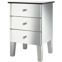 solitaire mirrored bedside cabinet with 3 drawers