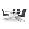 Somra Gloss Marble Effect Dining Table With 4 Black Chairs