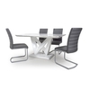 Somra Gloss Marble Effect Dining Table With 4 Grey Chairs