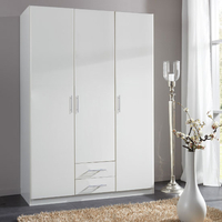 Spectral Tall 3 Doors Wardrobe In White With 2 Drawers