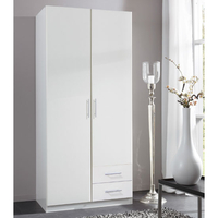 Spectral Wooden Wardrobe In White With 2 Drawers